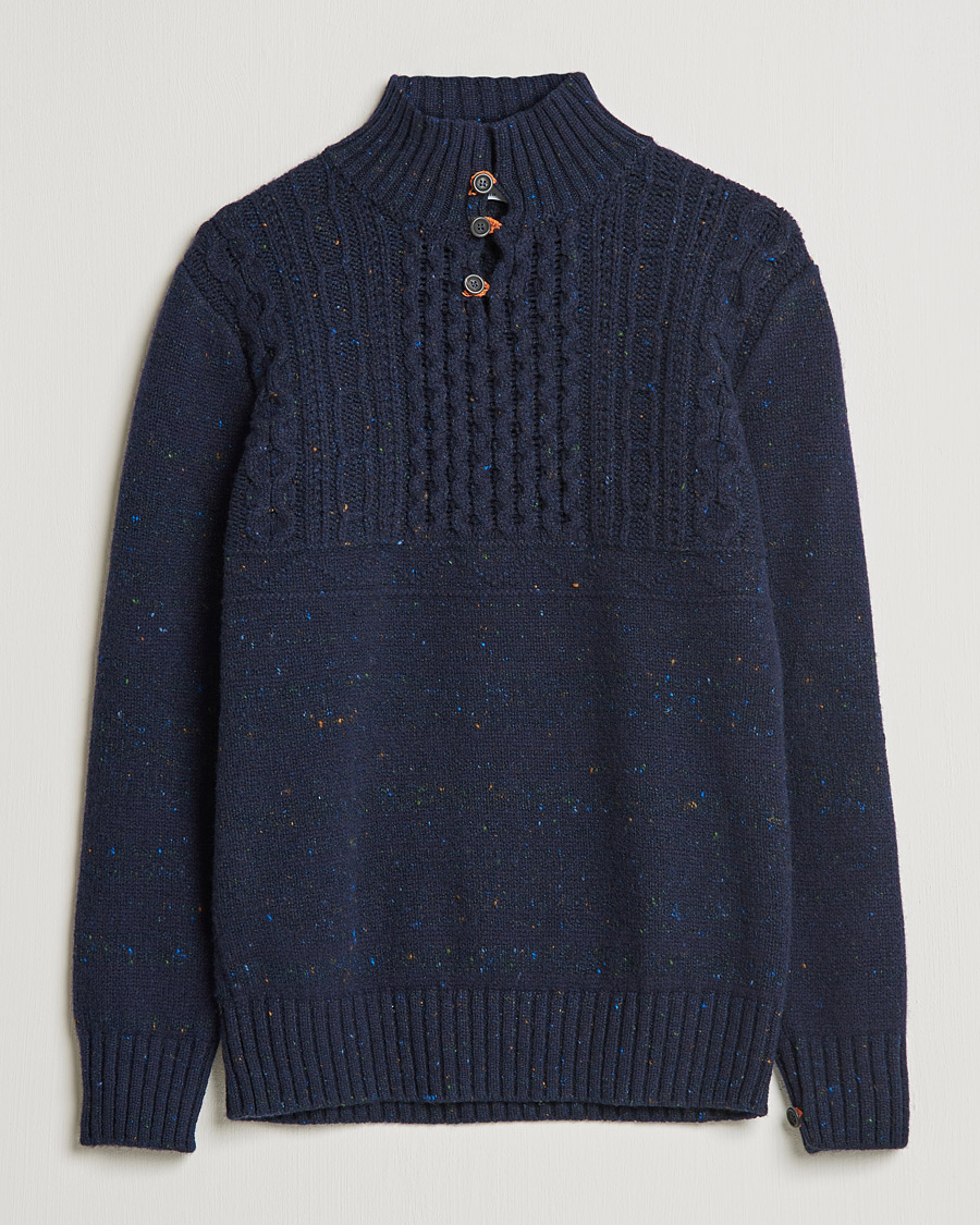 Herre | Gensere | Inis Meáin | Wool/Cashmere Máirtín Beag Galánta Button Neck Navy