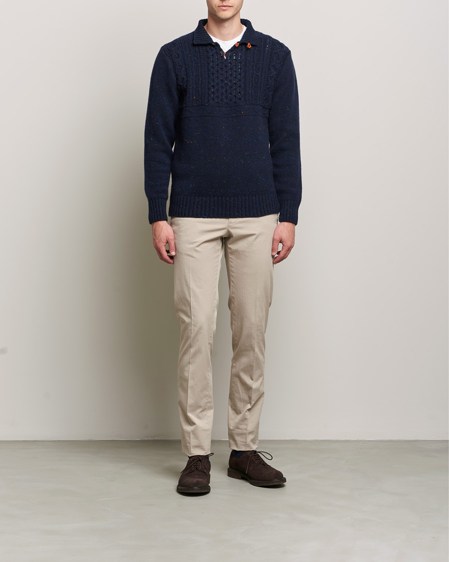 Herre | Gensere | Inis Meáin | Wool/Cashmere Máirtín Beag Galánta Button Neck Navy
