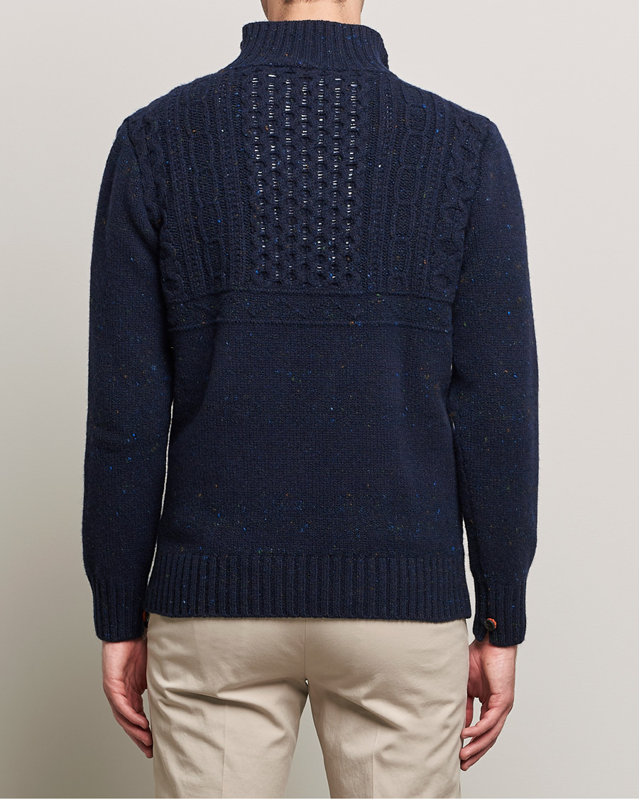 Herre | Gensere | Inis Meáin | Wool/Cashmere Máirtín Beag Galánta Button Neck Navy