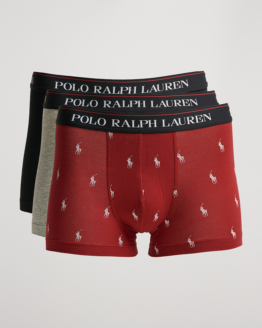 Herre | Undertøy | Polo Ralph Lauren | 3-Pack Trunk Grey/Red Pony/Black