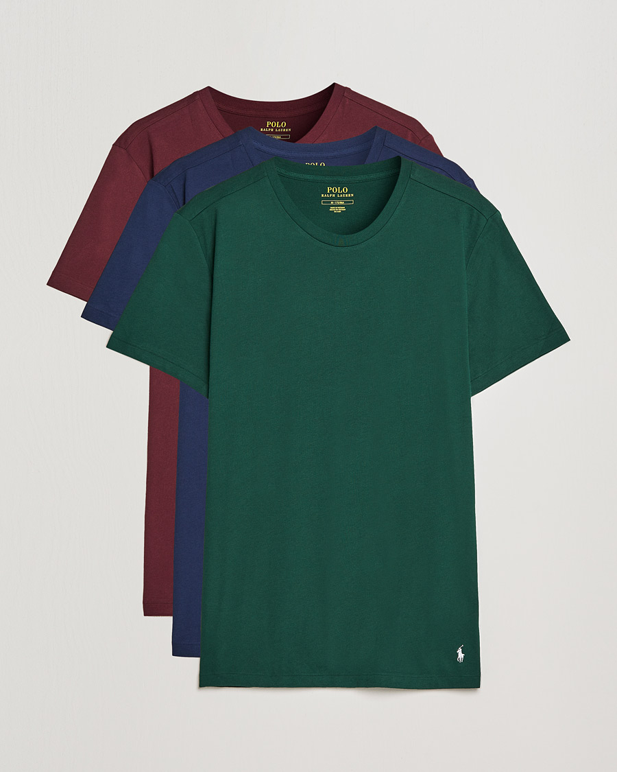 Herre | T-Shirts | Polo Ralph Lauren | 3-Pack Crew Neck Tee Navy/College Green/Red