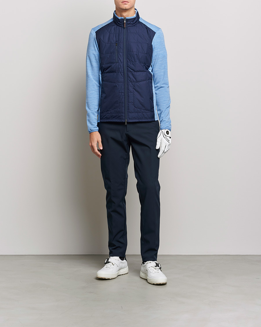 Herre |  | RLX Ralph Lauren | Performance Wool Full Zip Hybrid Sweater  Navy/Blue
