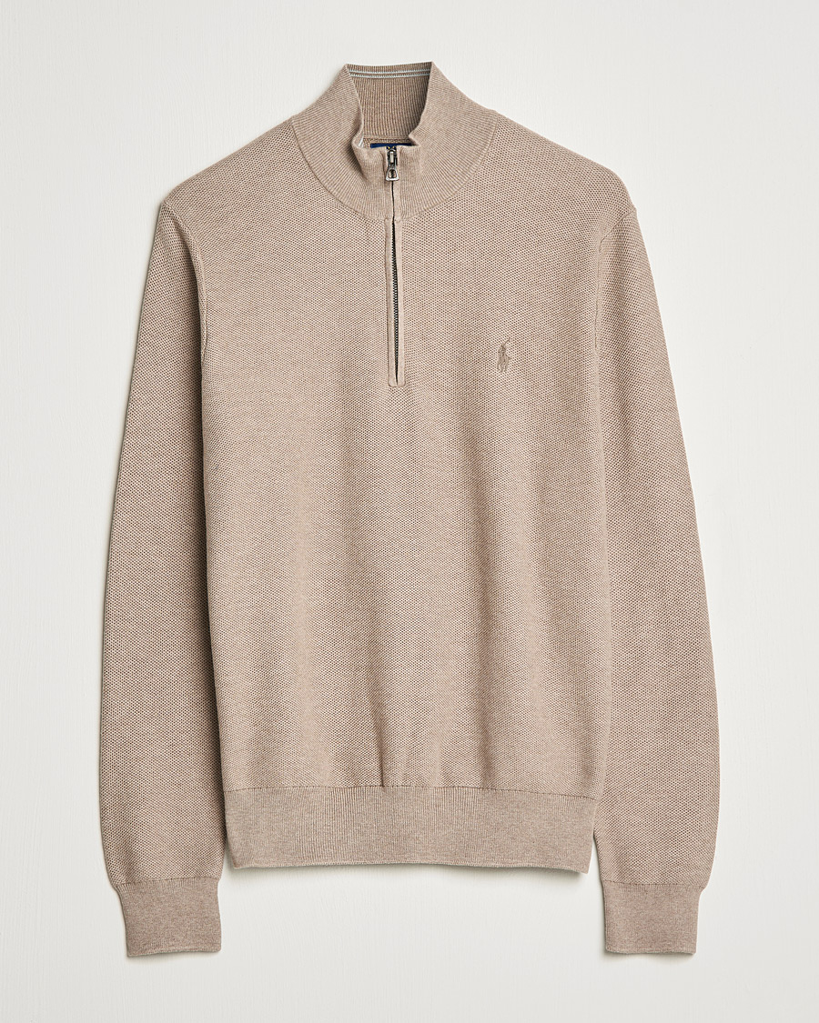 Herre | Gensere | Polo Ralph Lauren | Textured Half-Zip Honey Brown Heather