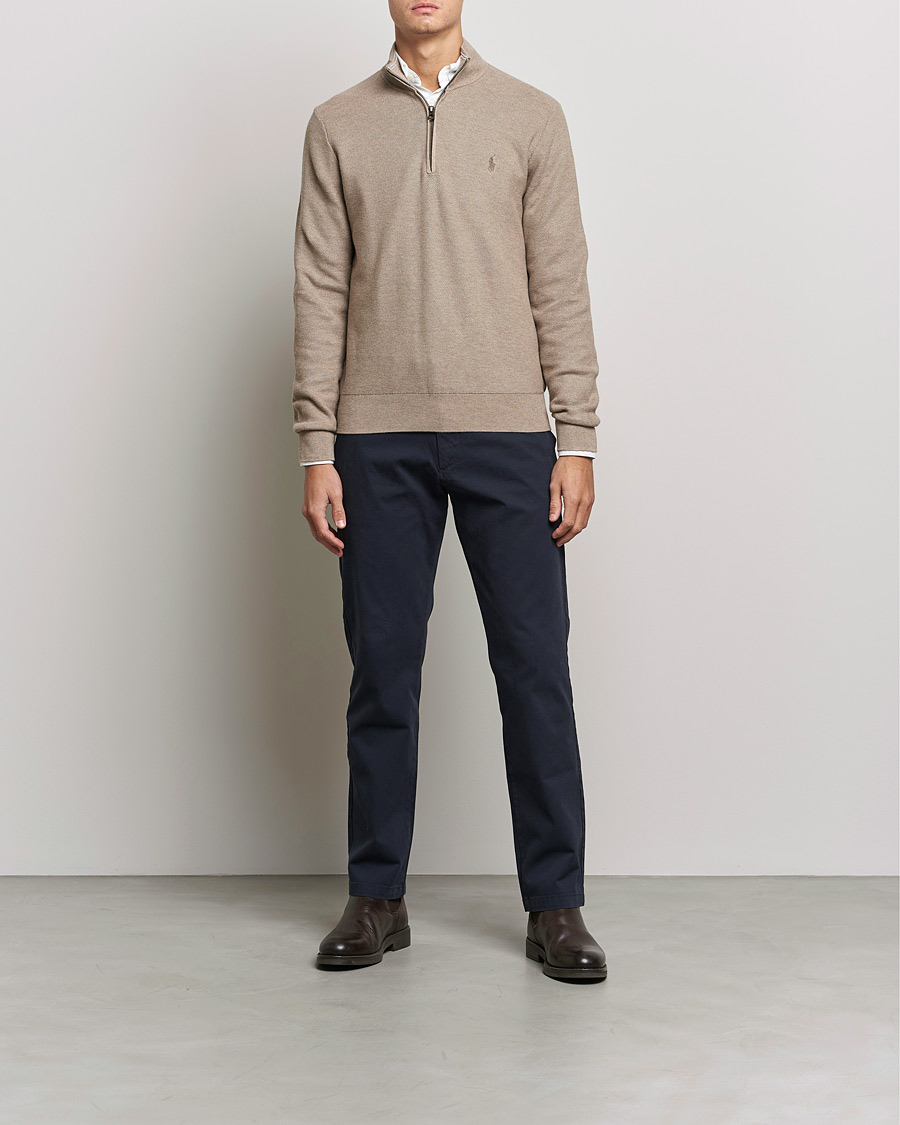 Herre | Gensere | Polo Ralph Lauren | Textured Half-Zip Honey Brown Heather