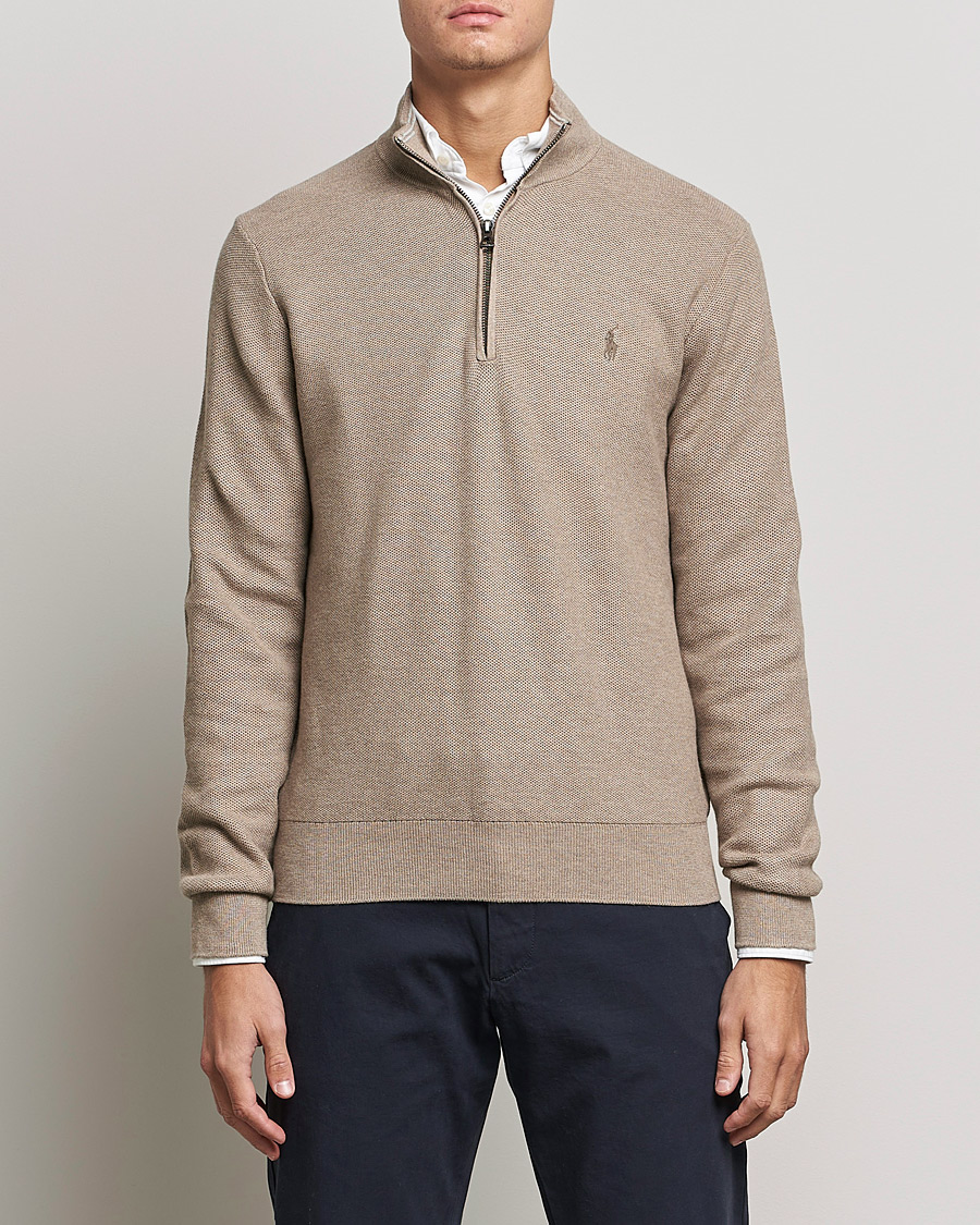 Herre | Gensere | Polo Ralph Lauren | Textured Half-Zip Honey Brown Heather