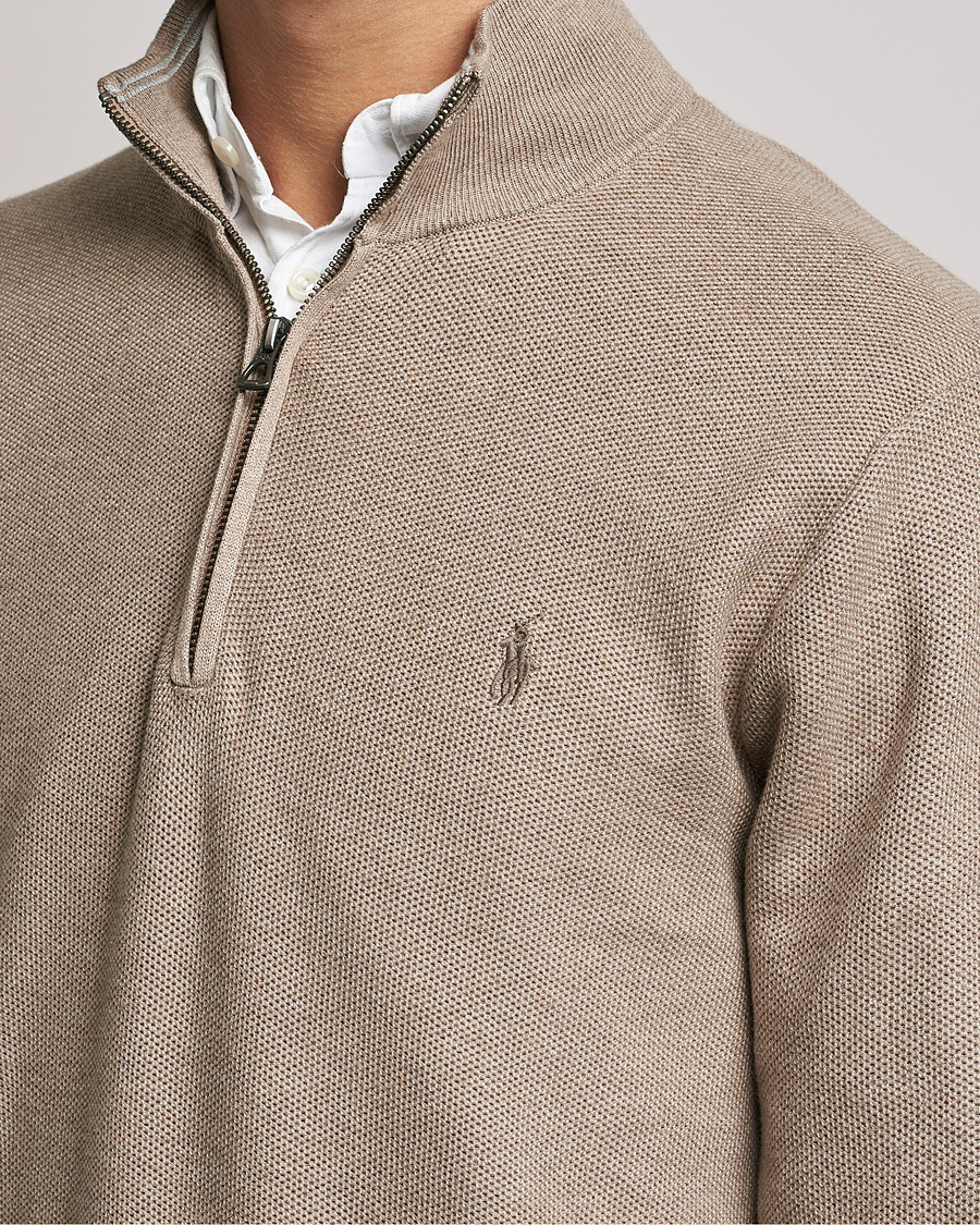 Herre | Gensere | Polo Ralph Lauren | Textured Half-Zip Honey Brown Heather