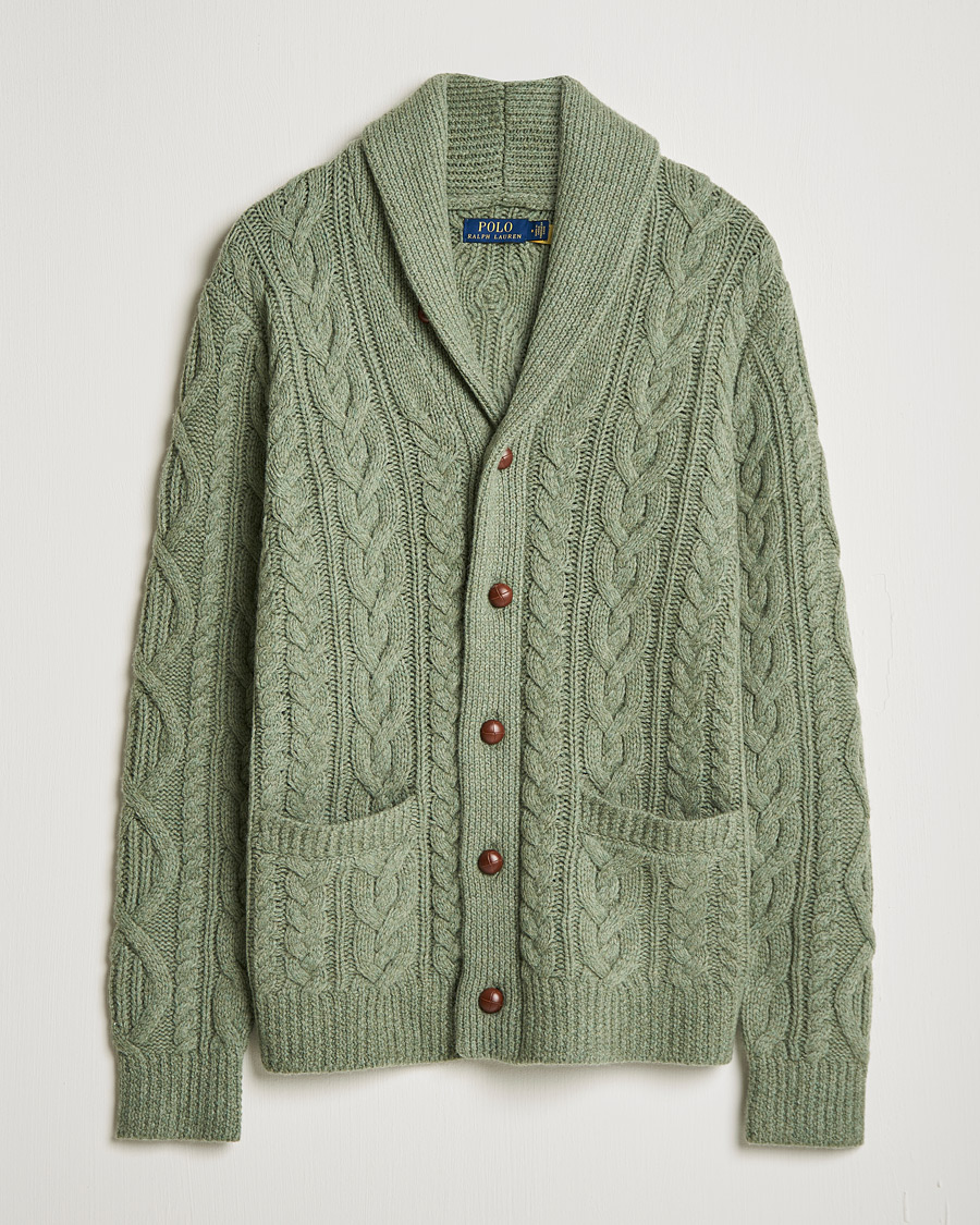 Herre | Gensere | Polo Ralph Lauren | Wool/Cashmere Structured Cardigan Sage Blue Heather