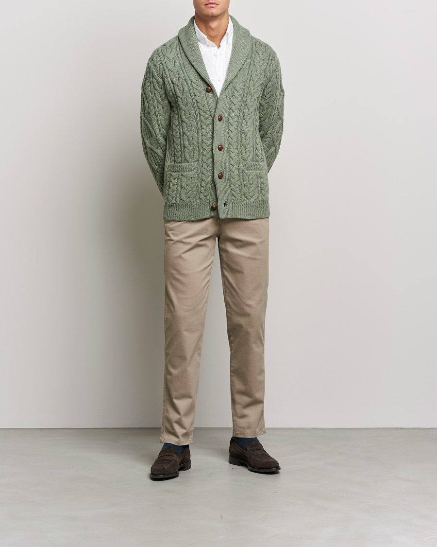 Herre | Gensere | Polo Ralph Lauren | Wool/Cashmere Structured Cardigan Sage Blue Heather