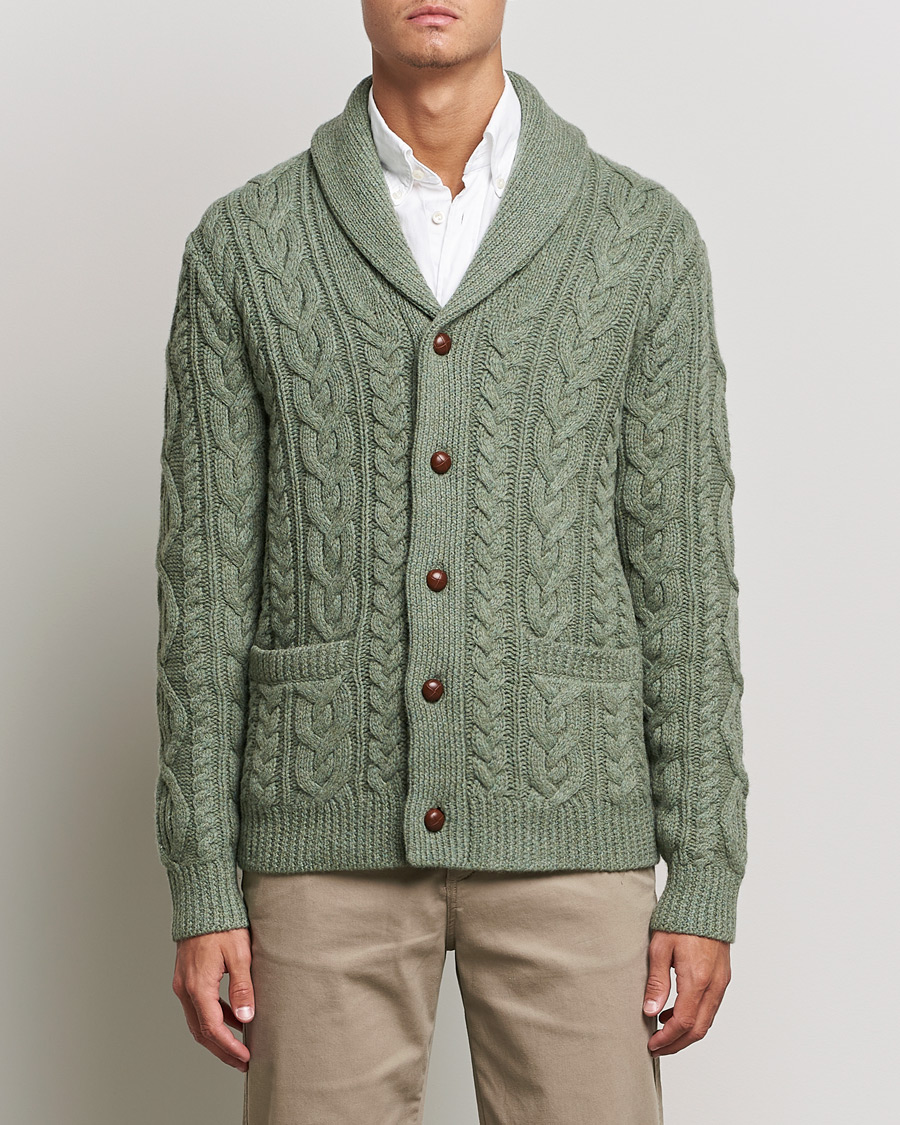 Herre | Gensere | Polo Ralph Lauren | Wool/Cashmere Structured Cardigan Sage Blue Heather