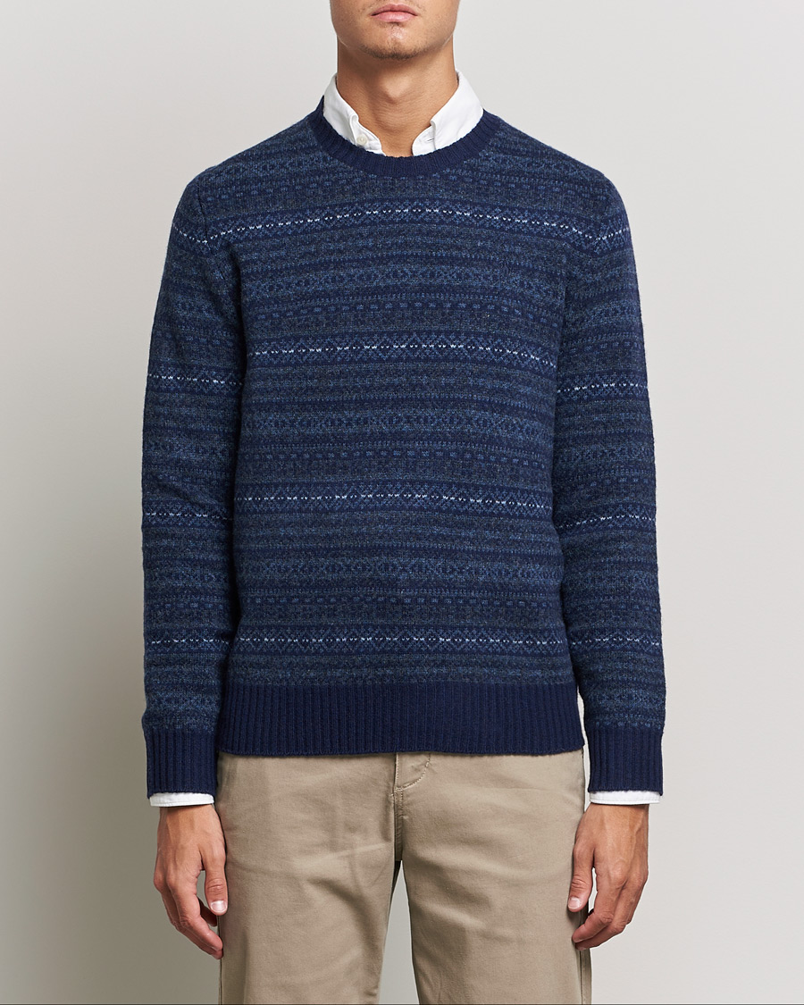 Herre |  | Polo Ralph Lauren | Wool/Cashmere Fairisle Knitted Sweater Navy