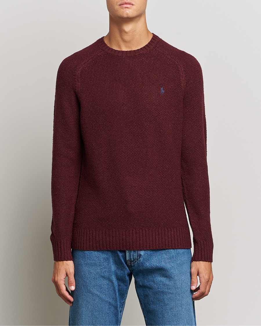 Herre |  | Polo Ralph Lauren | Wool Donegal Knitted Sweater Burgundy