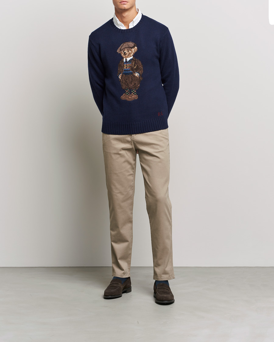 Herre | Preppy Authentic | Polo Ralph Lauren | Wool Heritage Bear Knitted Sweater Navy