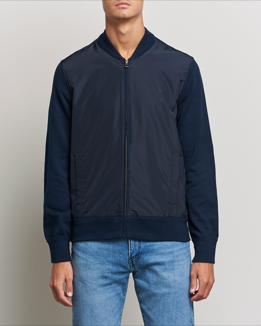 Herre | Gensere | Polo Ralph Lauren | Cotton Hybrid Full-Zip Sweater Piper Navy