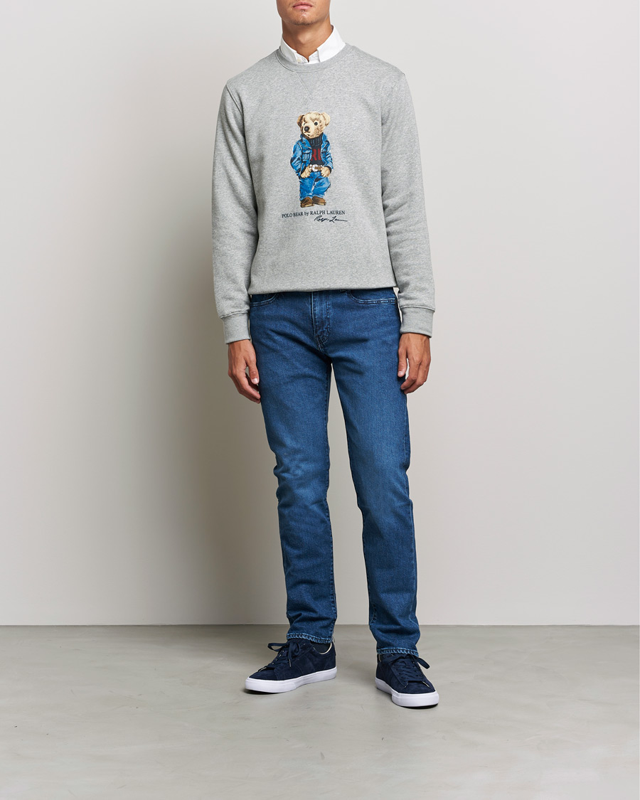 Herre |  | Polo Ralph Lauren | Printed Denim Bear Sweatshirt Andover Heather