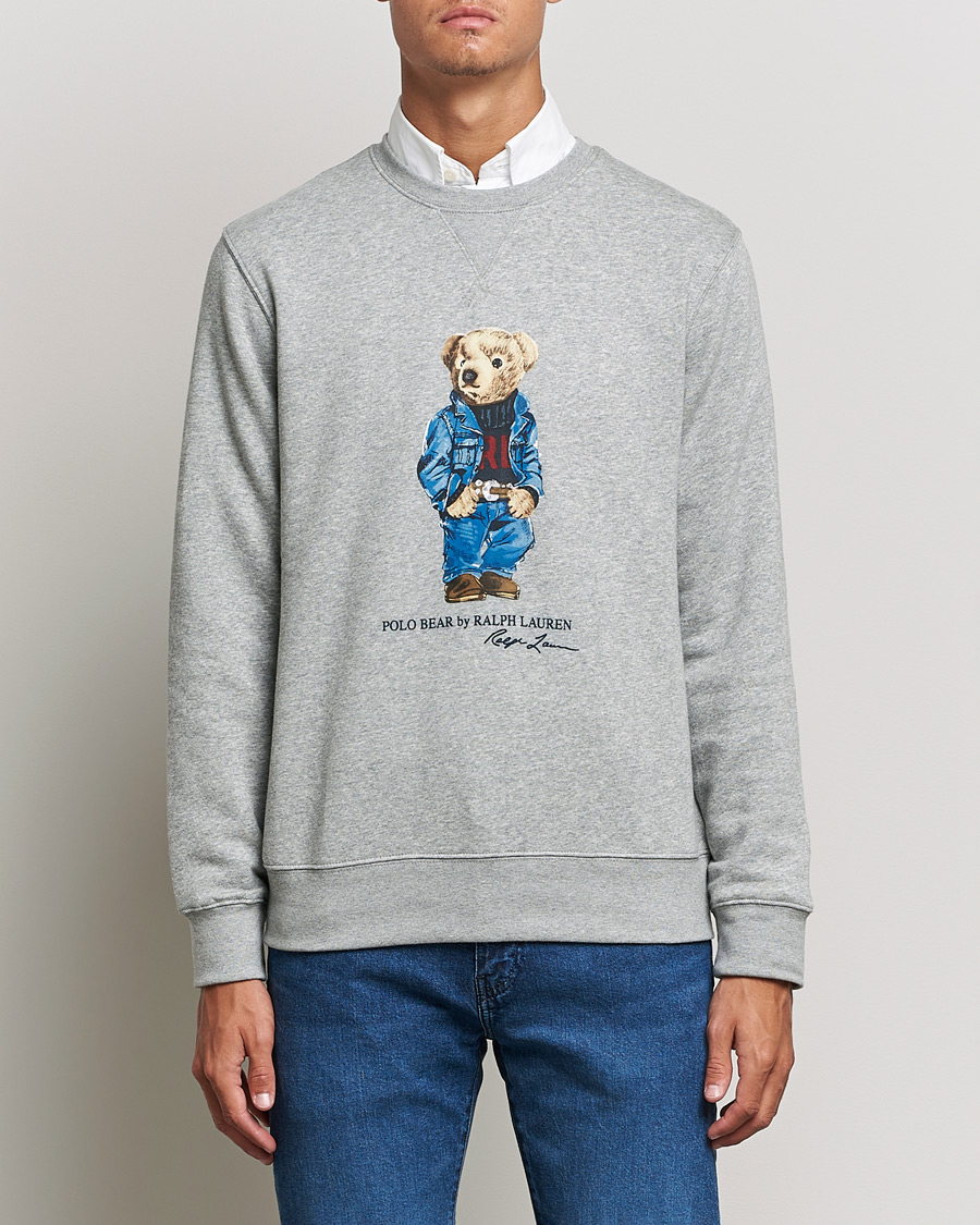 Herre | Gensere | Polo Ralph Lauren | Printed Denim Bear Sweatshirt Andover Heather