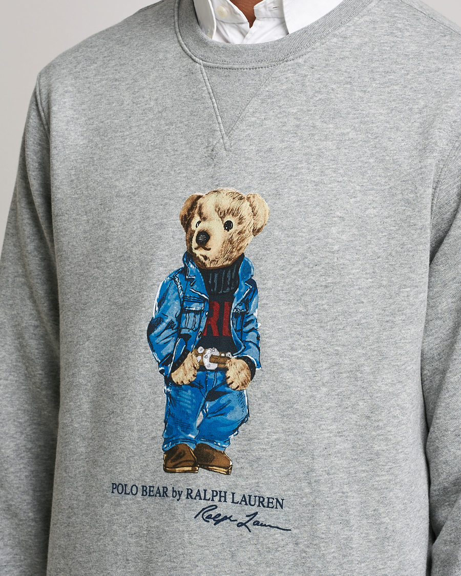 Herre | Gensere | Polo Ralph Lauren | Printed Denim Bear Sweatshirt Andover Heather