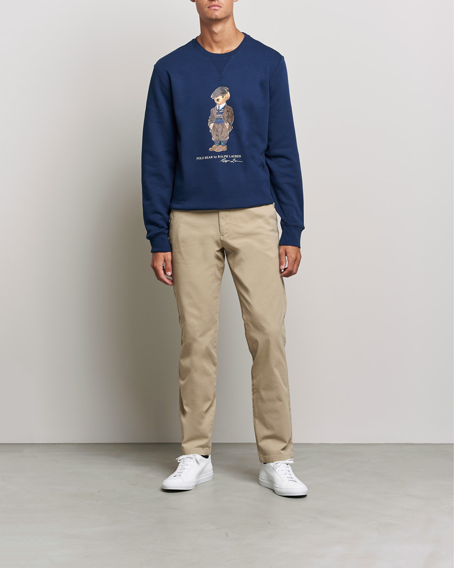 Herre |  | Polo Ralph Lauren | Printed Denim Bear Sweatshirt Newport Navy