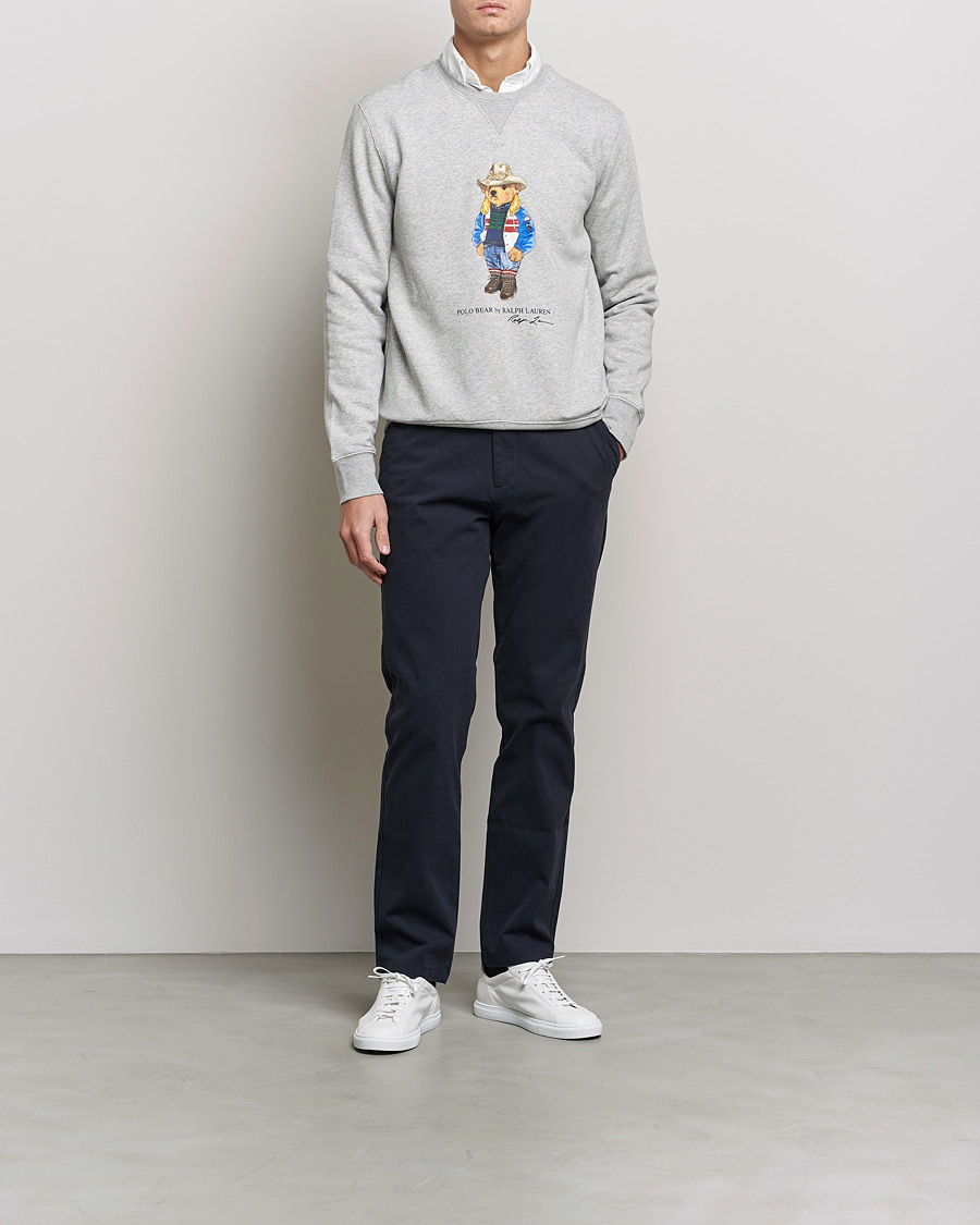 Herre | Gensere | Polo Ralph Lauren | Printed Denim Bear Sweatshirt Andover Heather