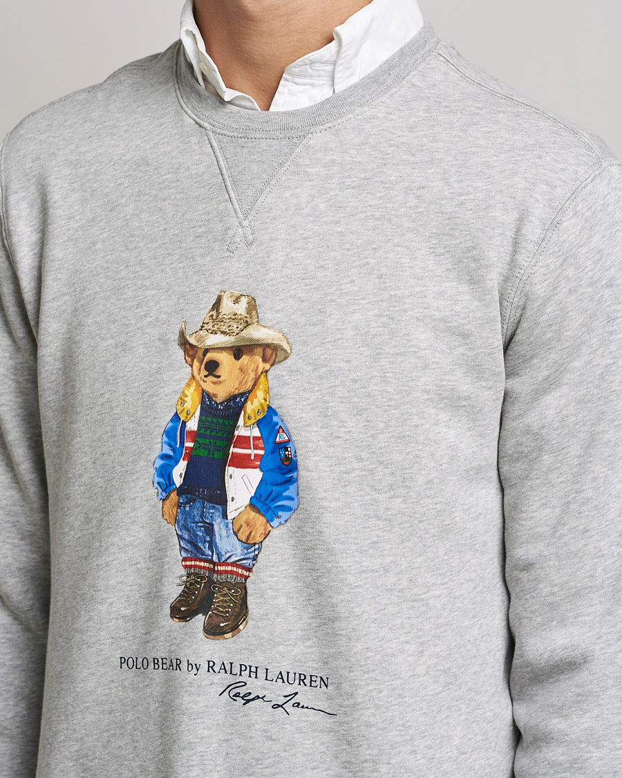 Herre | Gensere | Polo Ralph Lauren | Printed Denim Bear Sweatshirt Andover Heather