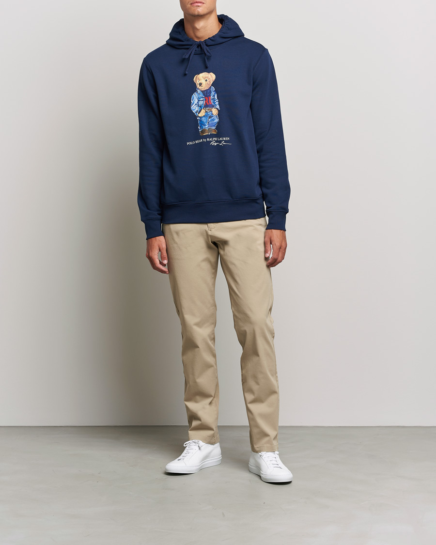Herre | Gensere | Polo Ralph Lauren | Printed Denim Bear Hoodie Cruise Navy