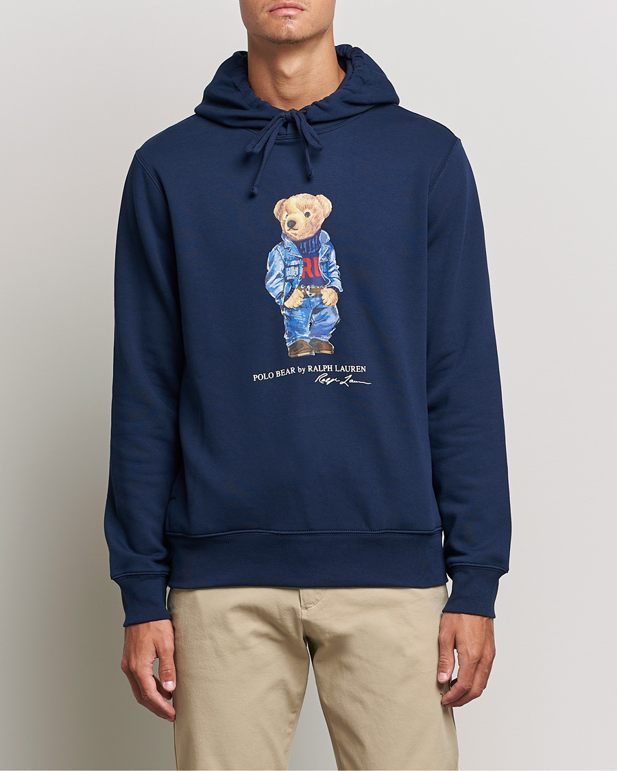 Herre | Gensere | Polo Ralph Lauren | Printed Denim Bear Hoodie Cruise Navy