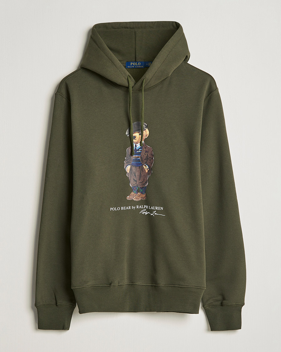 Herre | Gensere | Polo Ralph Lauren | Printed Denim Bear Hoodie Army Olive