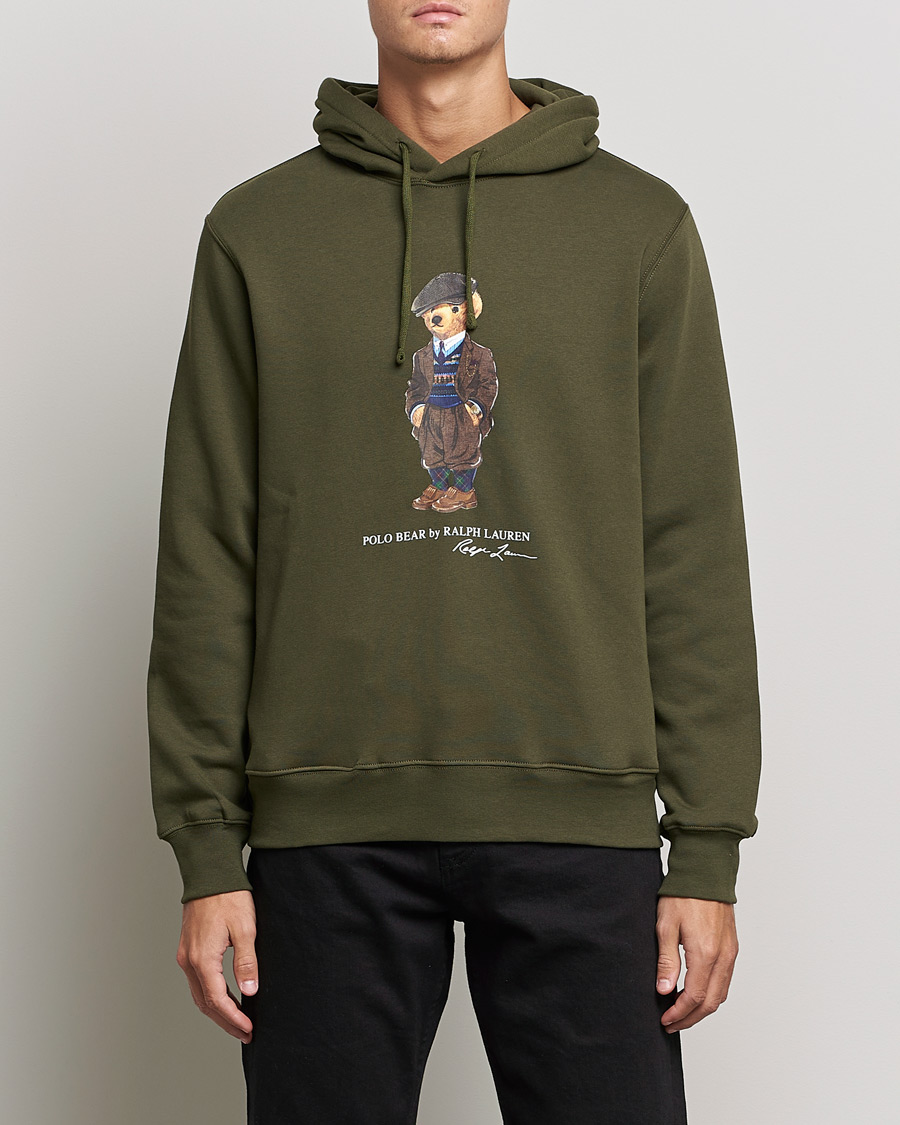 Herre | Gensere | Polo Ralph Lauren | Printed Denim Bear Hoodie Army Olive