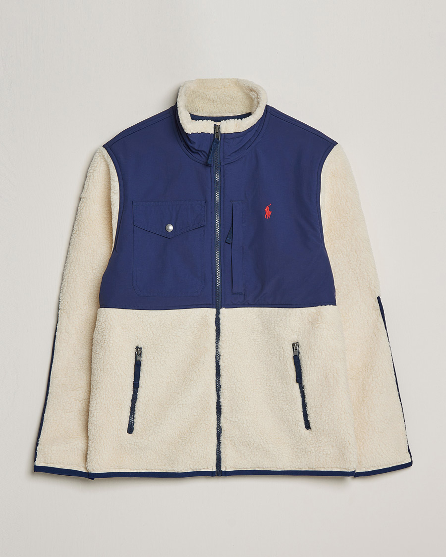 Herre |  | Polo Ralph Lauren | Bonded Sherpa Full Zip Sweater Creme/Navy