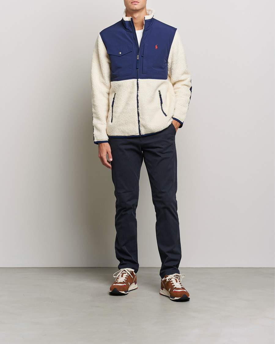 Herre | Gensere | Polo Ralph Lauren | Bonded Sherpa Full Zip Sweater Creme/Navy