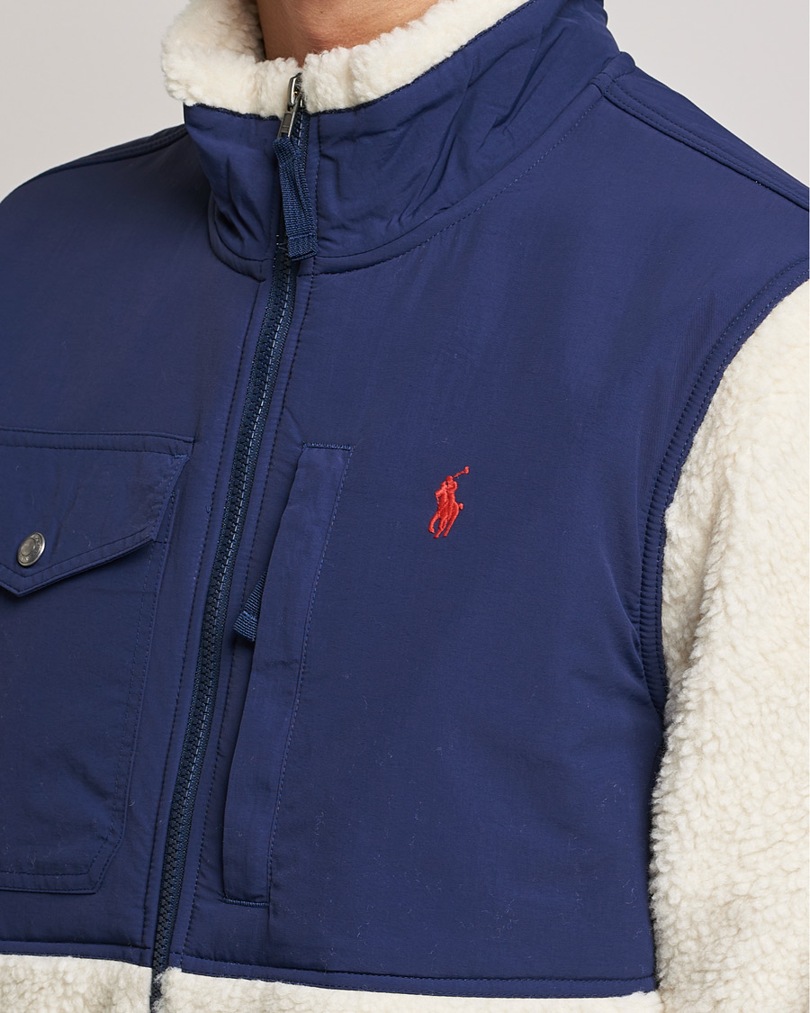 Herre | Gensere | Polo Ralph Lauren | Bonded Sherpa Full Zip Sweater Creme/Navy