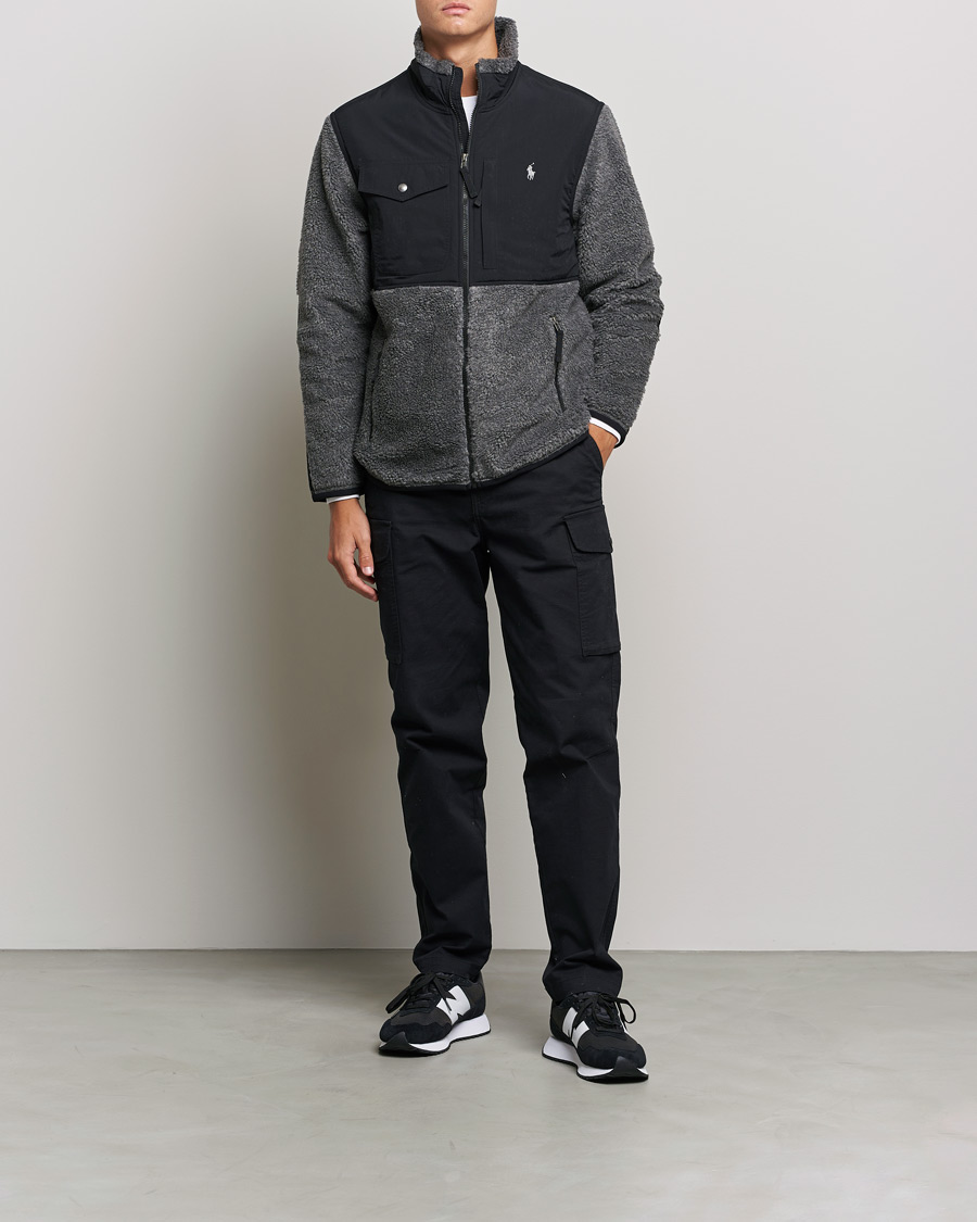 Herre | Gaver | Polo Ralph Lauren | Bonded Sherpa Full Zip Sweater Charcoal/Black