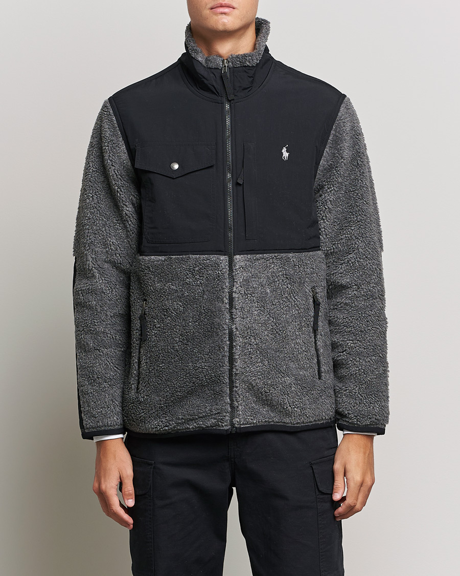 Herre |  | Polo Ralph Lauren | Bonded Sherpa Full Zip Sweater Charcoal/Black