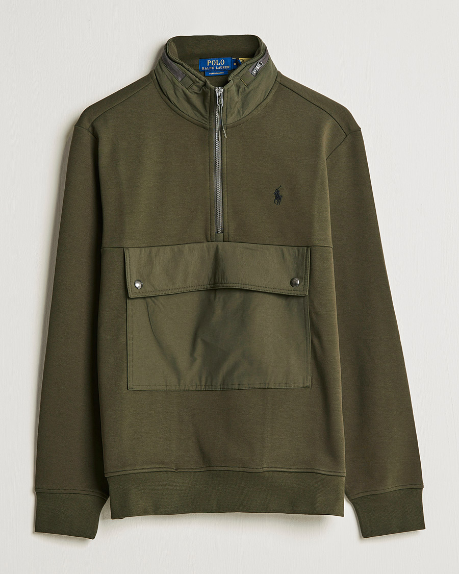 Herre | Gensere | Polo Ralph Lauren | Double Knit Pocket Half Zip Sweater Company Olive
