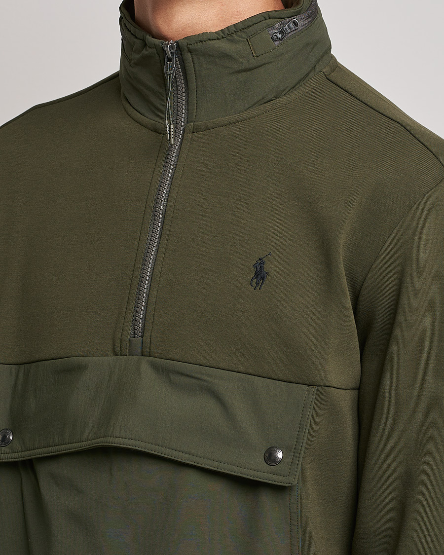 Herre | Gensere | Polo Ralph Lauren | Double Knit Pocket Half Zip Sweater Company Olive