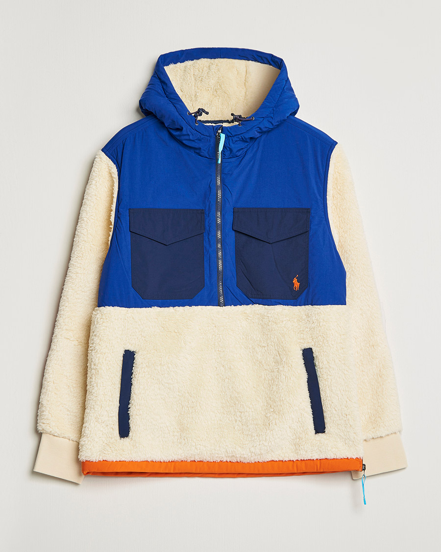 Herre | Gensere | Polo Ralph Lauren | Curly Sherpa/Nylon Half Zip Hoodie Cream Multi