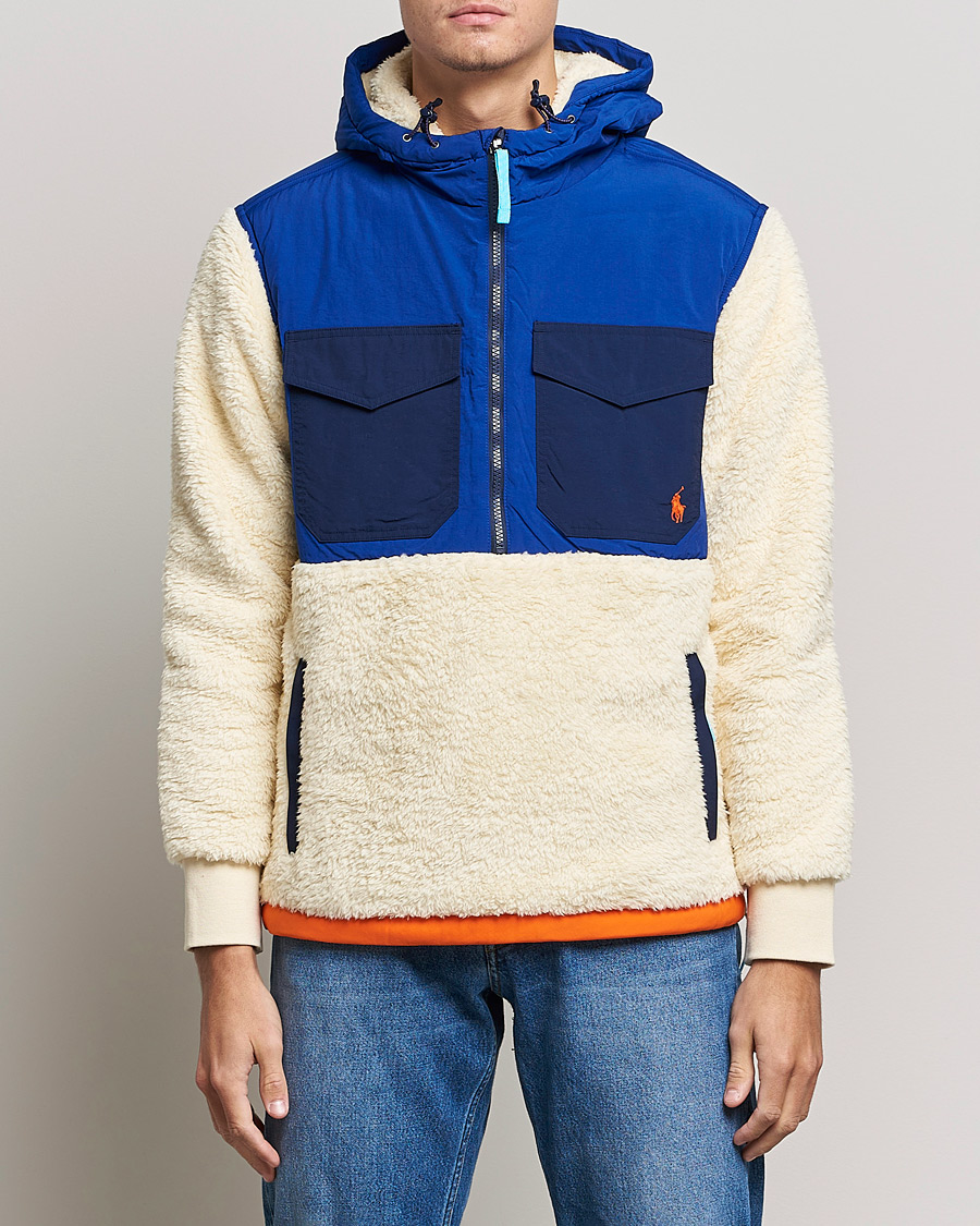 Herre | Gensere | Polo Ralph Lauren | Curly Sherpa/Nylon Half Zip Hoodie Cream Multi
