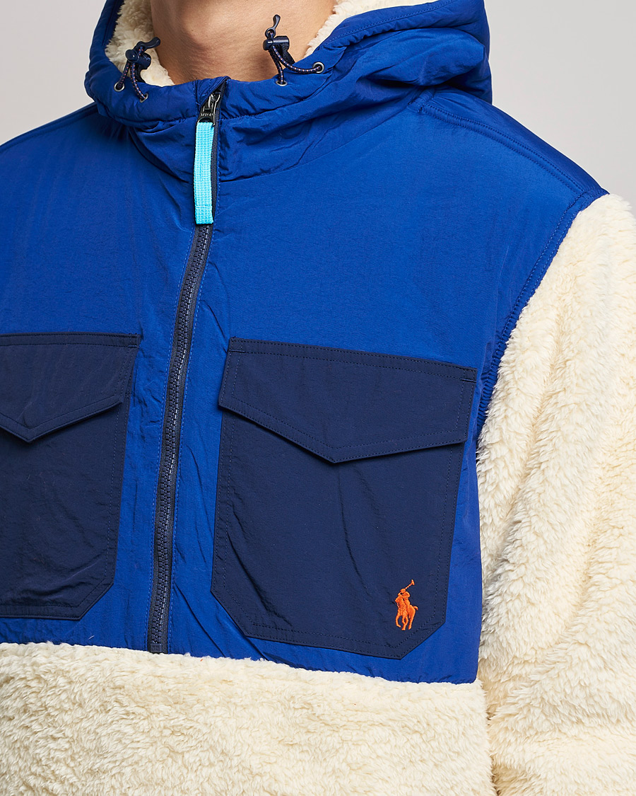 Herre | Gensere | Polo Ralph Lauren | Curly Sherpa/Nylon Half Zip Hoodie Cream Multi