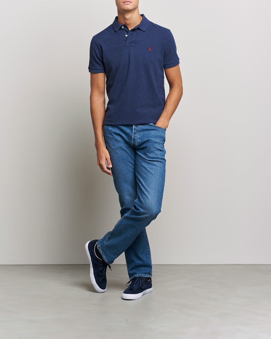 Herre | Pikéer | Polo Ralph Lauren | Custom Slim Fit Polo Spring Navy Heather
