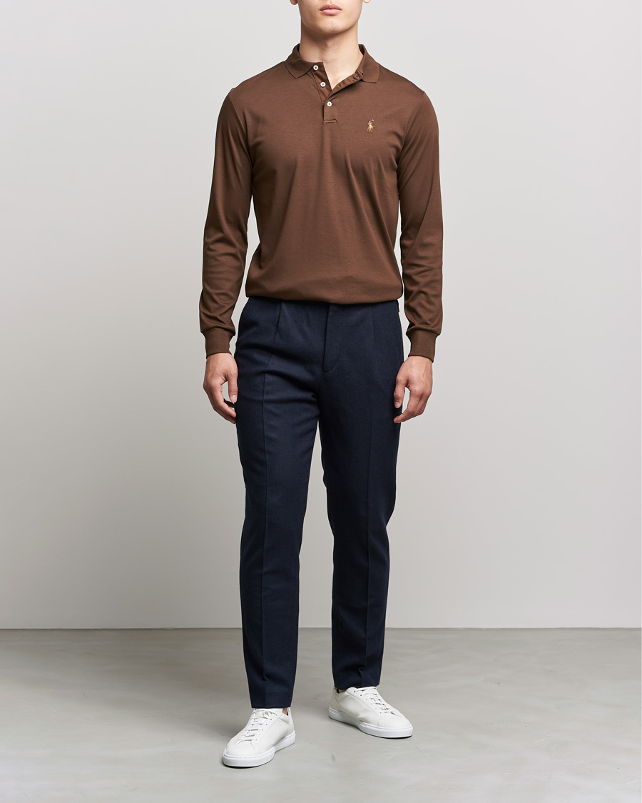 Herre | Gensere | Polo Ralph Lauren | Luxury Pima Cotton Long Sleeve Polo American Brown
