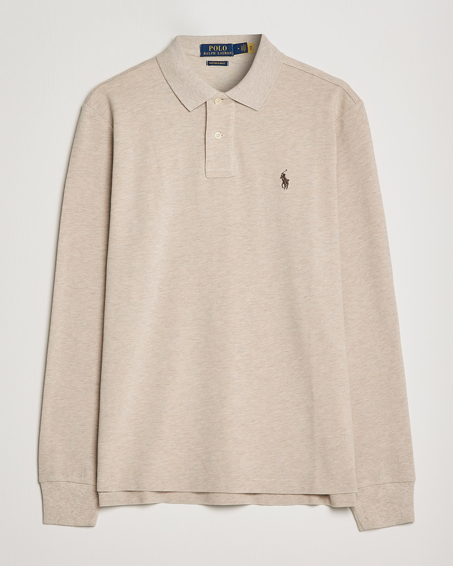 Herre | Gensere | Polo Ralph Lauren | Custom Slim Fit Long Sleeve Polo Dune Heather