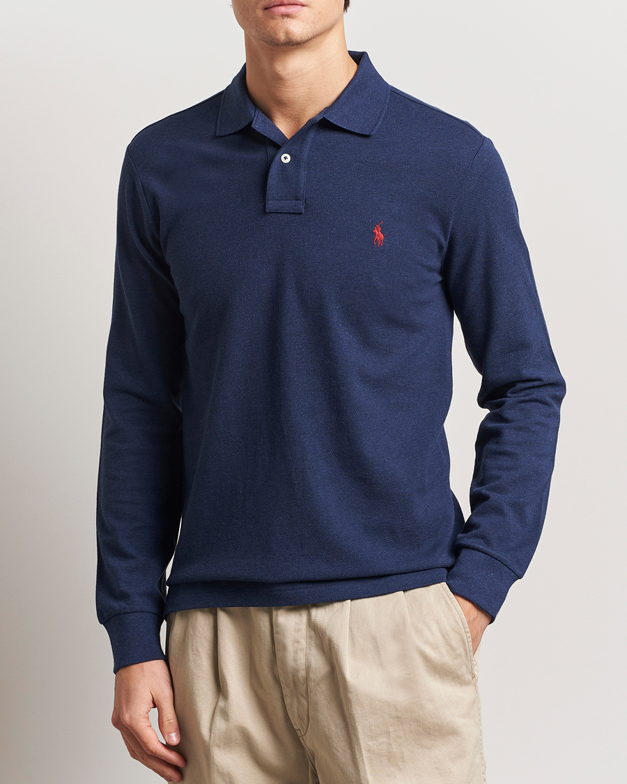 Herre | Pikéer | Polo Ralph Lauren | Custom Slim Fit Long Sleeve Polo Spring Navy Heather