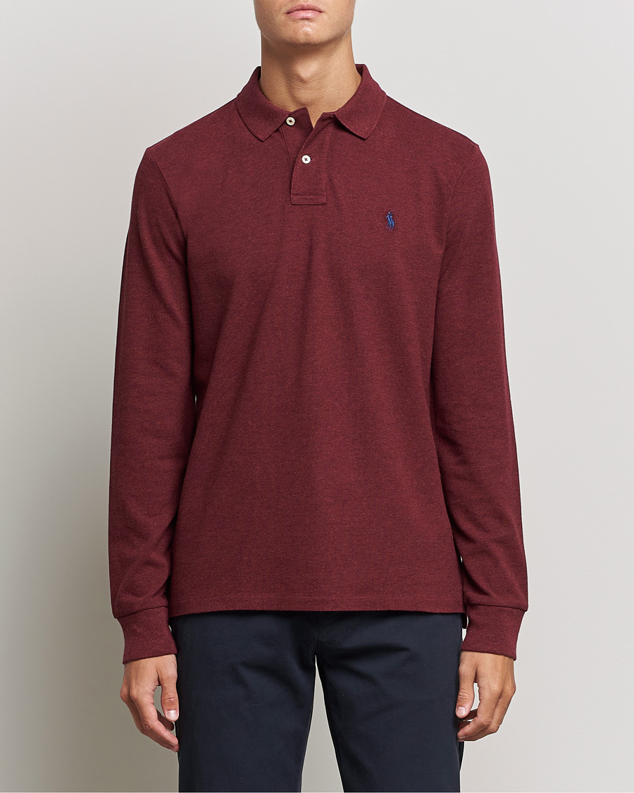 Herre |  | Polo Ralph Lauren | Custom Slim Fit Long Sleeve Polo Wine Heather