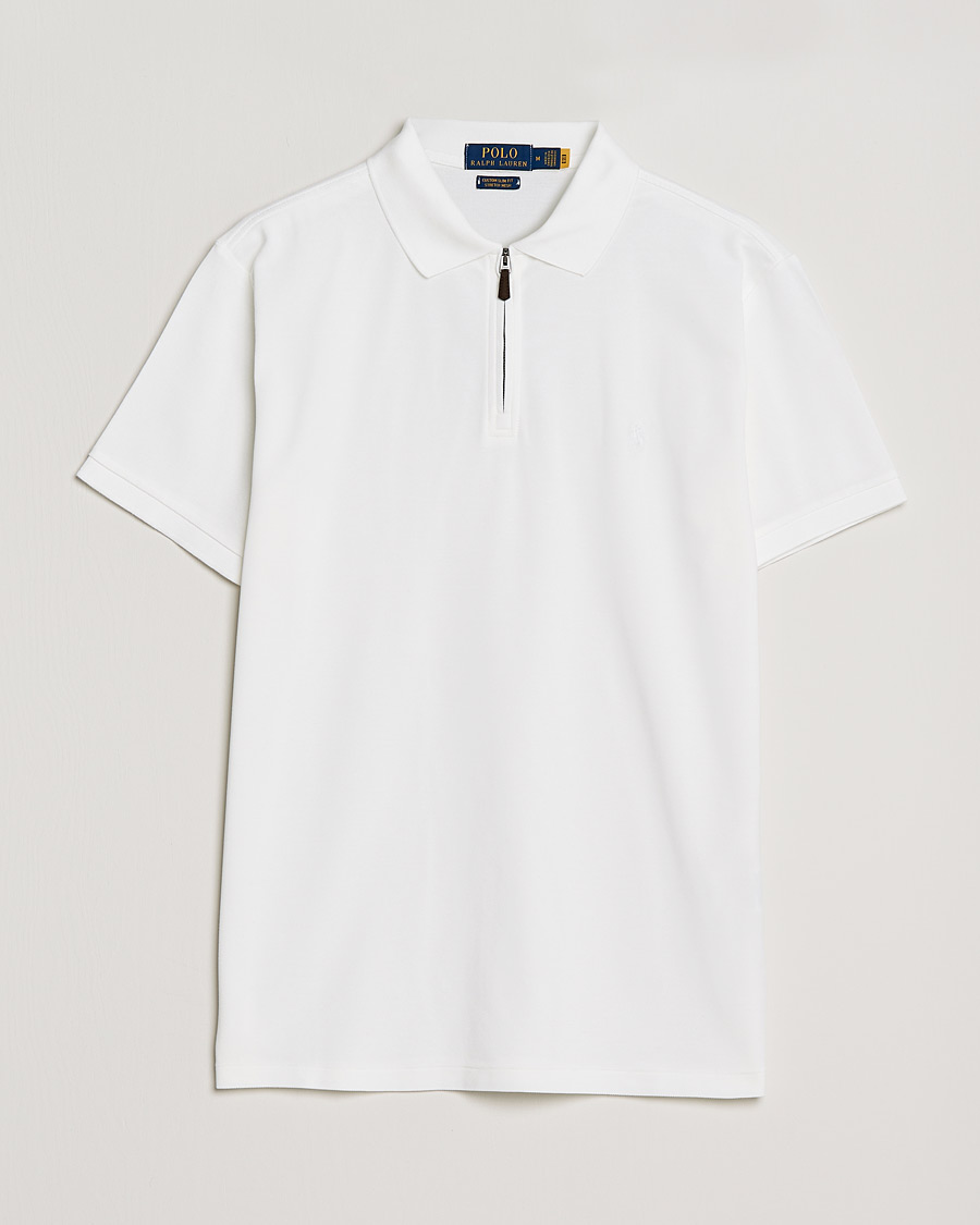 Herre | Pikéer | Polo Ralph Lauren | Custom Slim Fit Half Zip Polo White