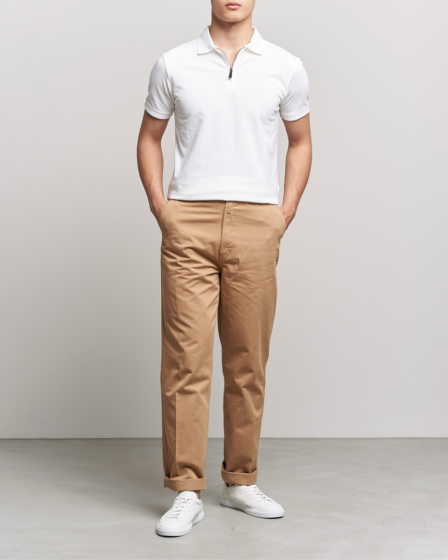 Herre | Pikéer | Polo Ralph Lauren | Custom Slim Fit Half Zip Polo White