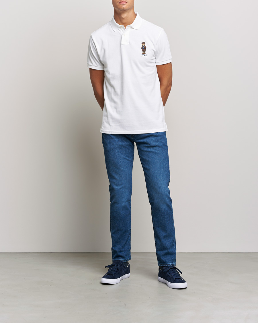 Herre | Pikéer | Polo Ralph Lauren | Custom Slim Fit Denim Bear Polo White
