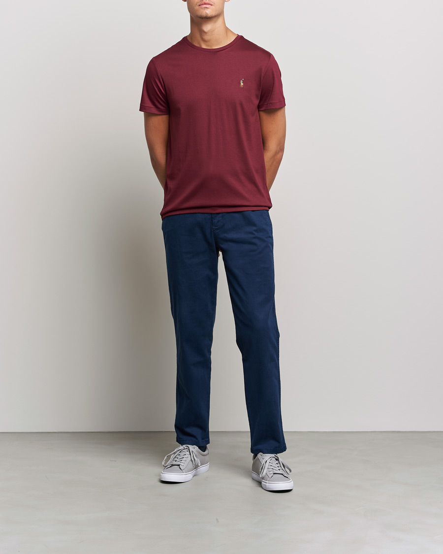 Herre | T-Shirts | Polo Ralph Lauren | Luxury Pima Cotton Crew Neck Tee Classic Wine