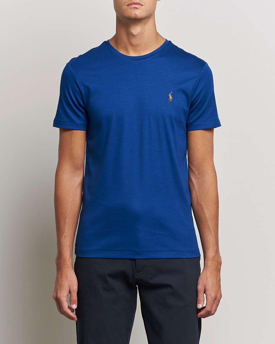 Herre | T-Shirts | Polo Ralph Lauren | Luxury Pima Cotton Crew Neck Tee Harrison Blue