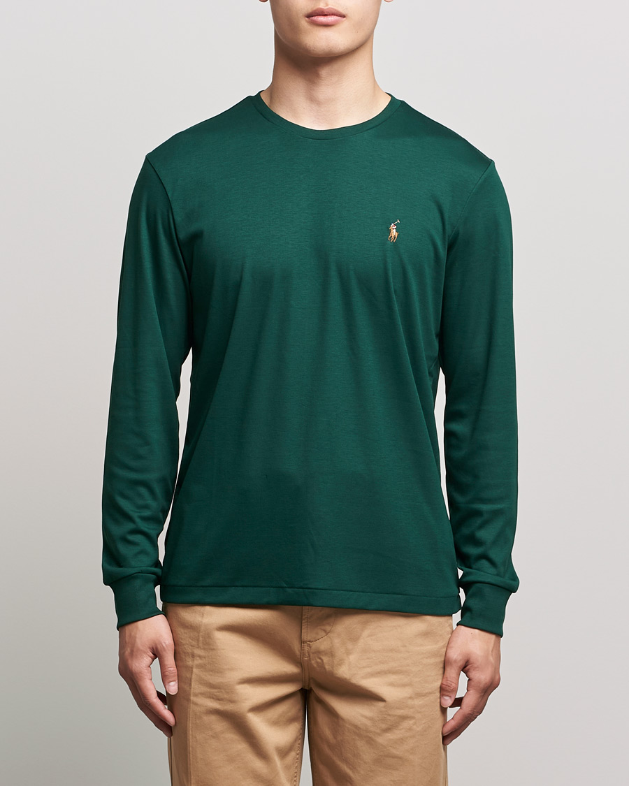 Herre | Langermede t-shirts | Polo Ralph Lauren | Luxury Pima Cotton Long Sleeve Tee College Green