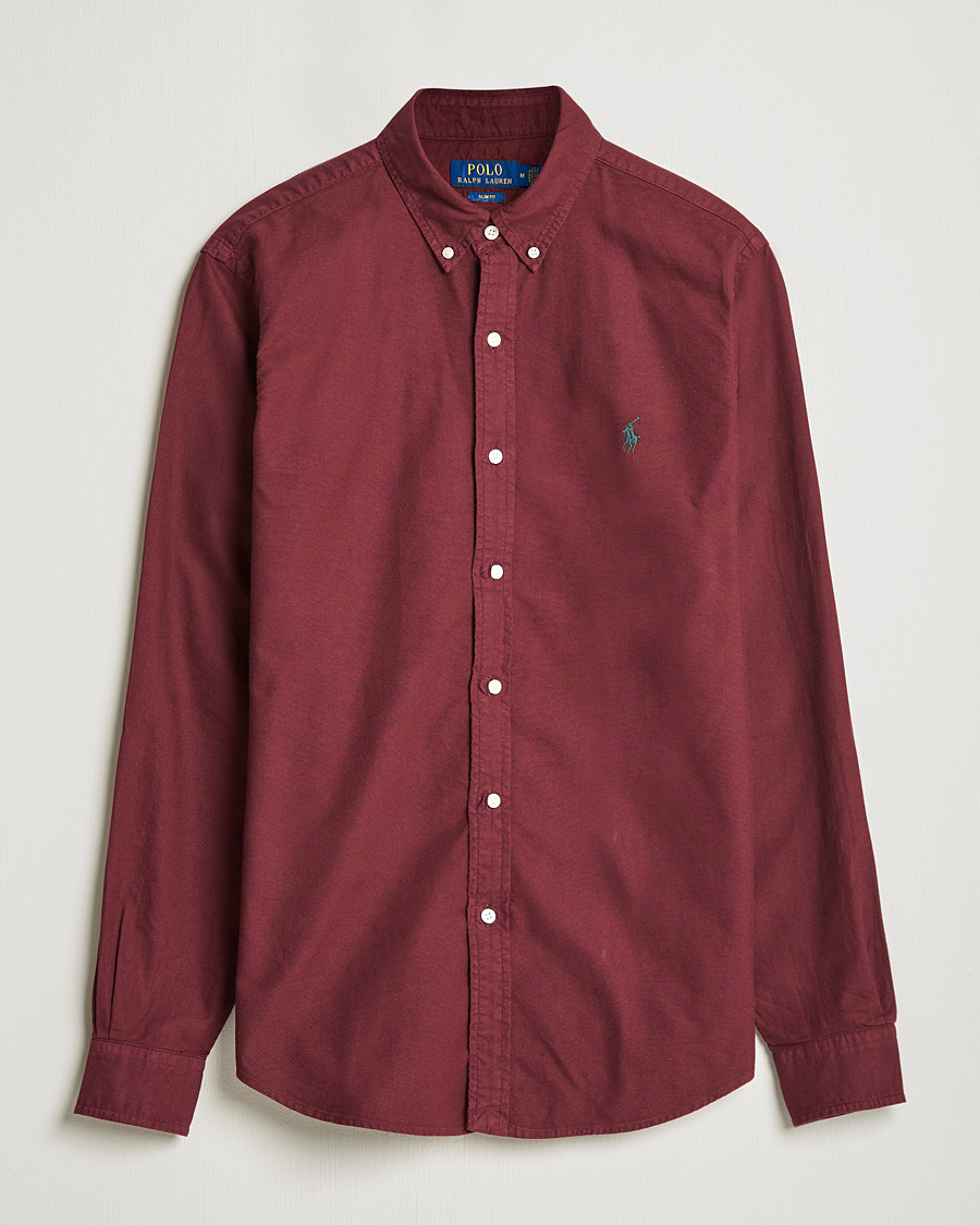 Herre | Skjorter | Polo Ralph Lauren | Slim Fit Garment Dyed Oxford Rich Ruby
