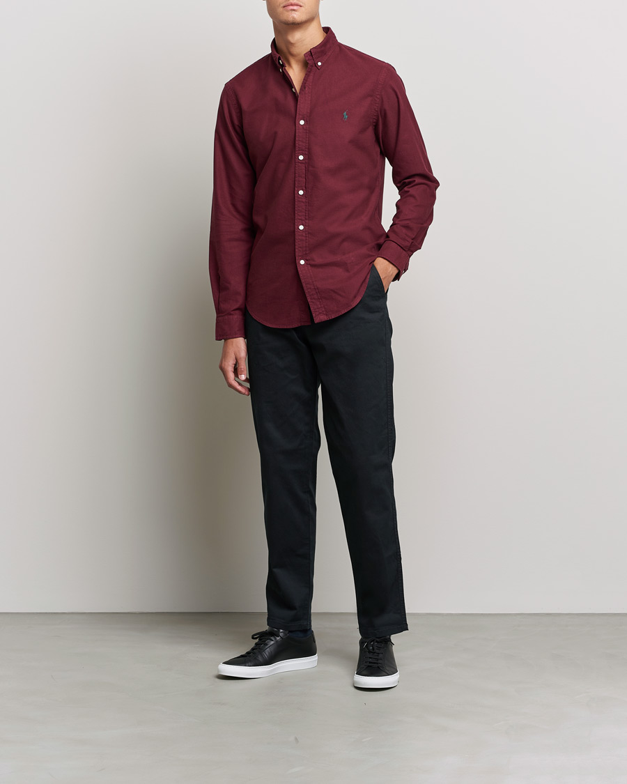 Herre |  | Polo Ralph Lauren | Slim Fit Garment Dyed Oxford Rich Ruby